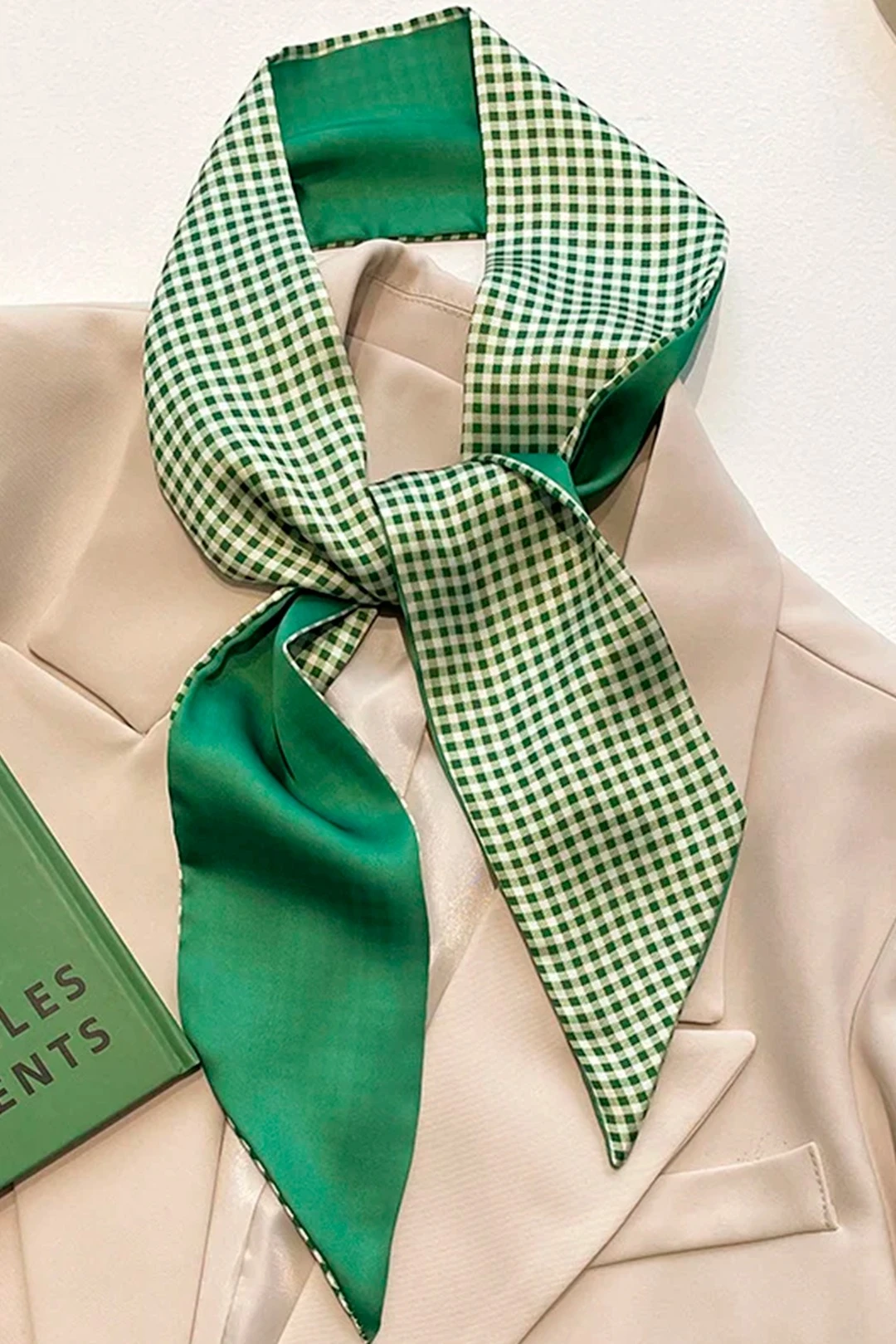 Купить шарф-платок Твилли двухслойный 7х90 см, с полной запечаткой "Green peas"