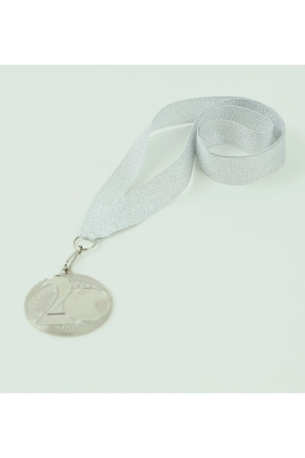 Лента для медали репс металлик ширина 2,2 см, с карабином, серебро#1