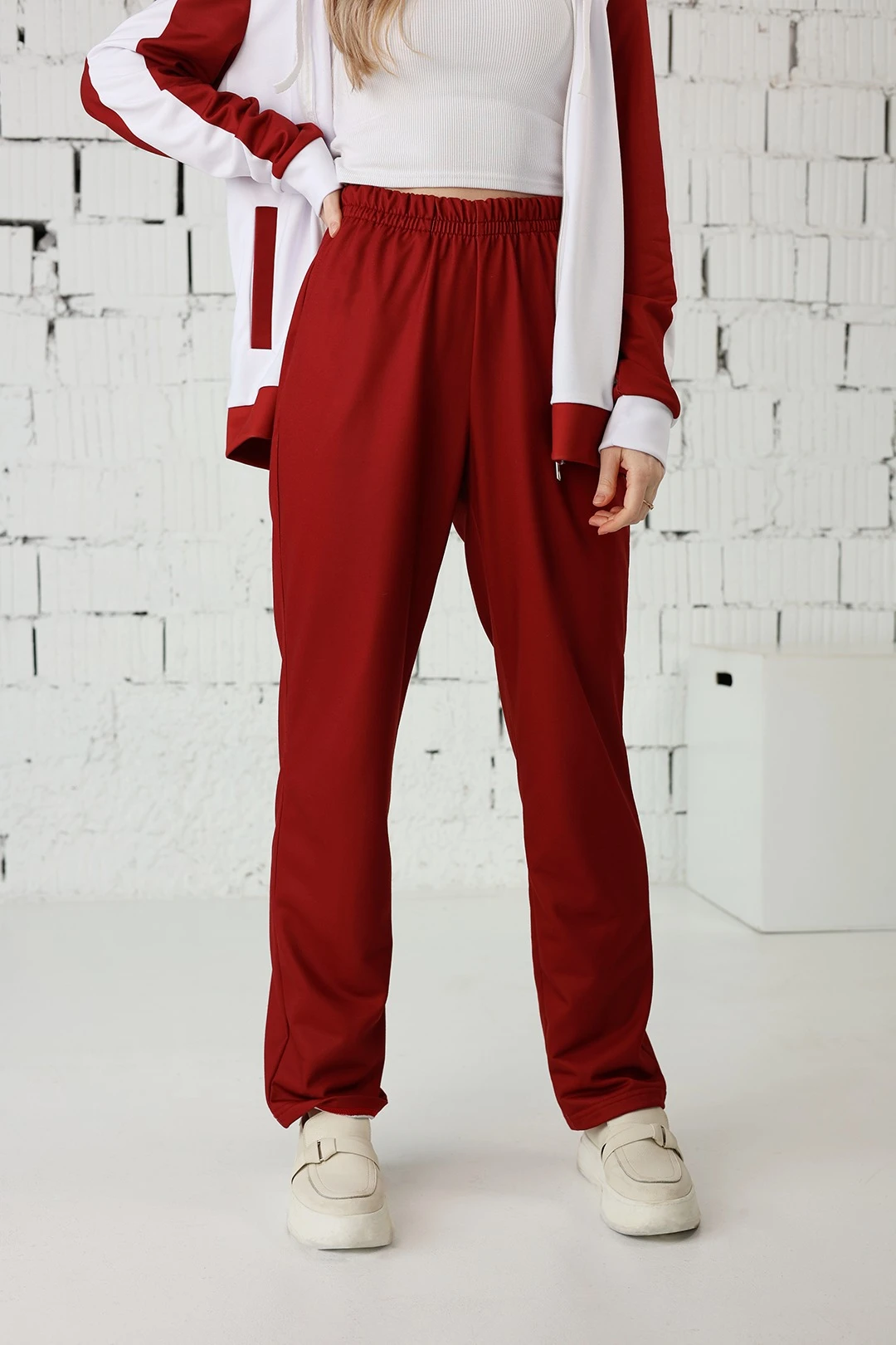 Спортивный костюм Юнайт женский из футера с полной запечаткой "White and Red"#5