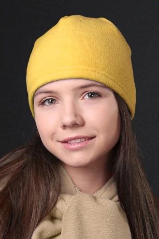 Шапка Вайт флисовая однослойная взрослая, однотонная желтая#2