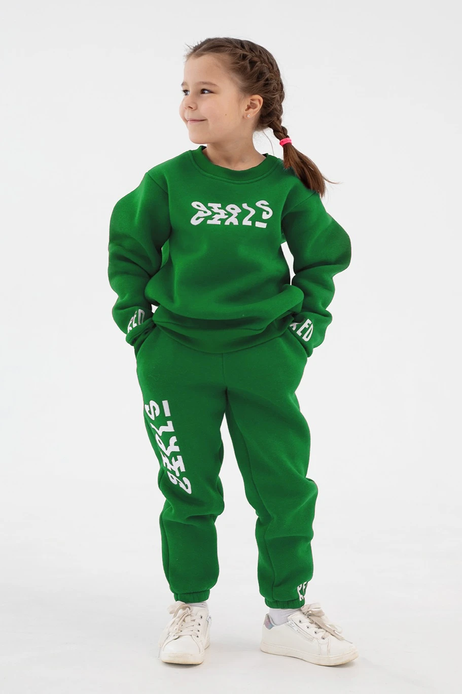 Купить свитшот Тревис из футера детский, однотонный зеленый