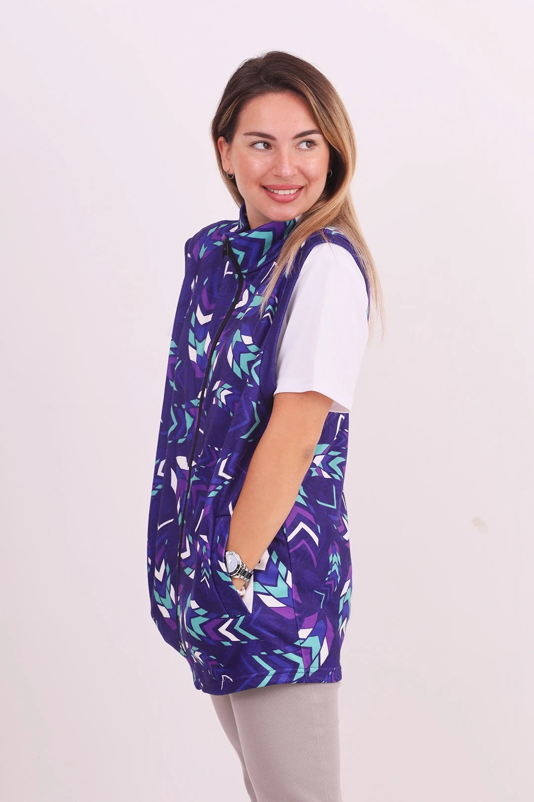 Жилет Джон флисовый без подклада унисекс, с полной запечаткой  "Mauve"#3