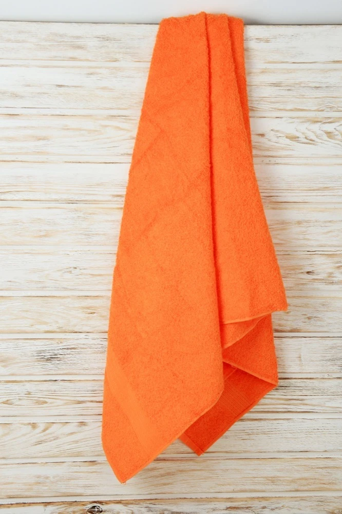Полотенце махровое 70х140 см (Ituma), однотонное оранжевое#5
