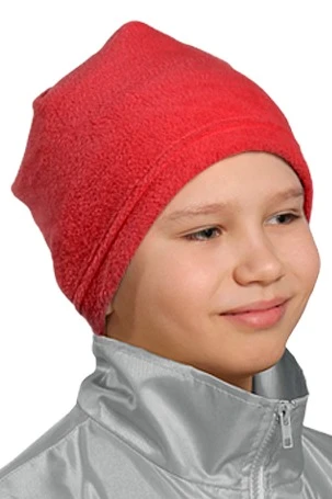 Шапка Вайт флисовая однослойная детская, однотонная красная#1