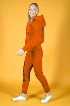Купить спортивный костюм Лофт из женский унисекс, однотонный оранжевый