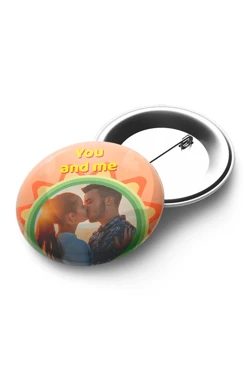 Значок закатной диаметр 58 мм, с принтом "You and me"#1