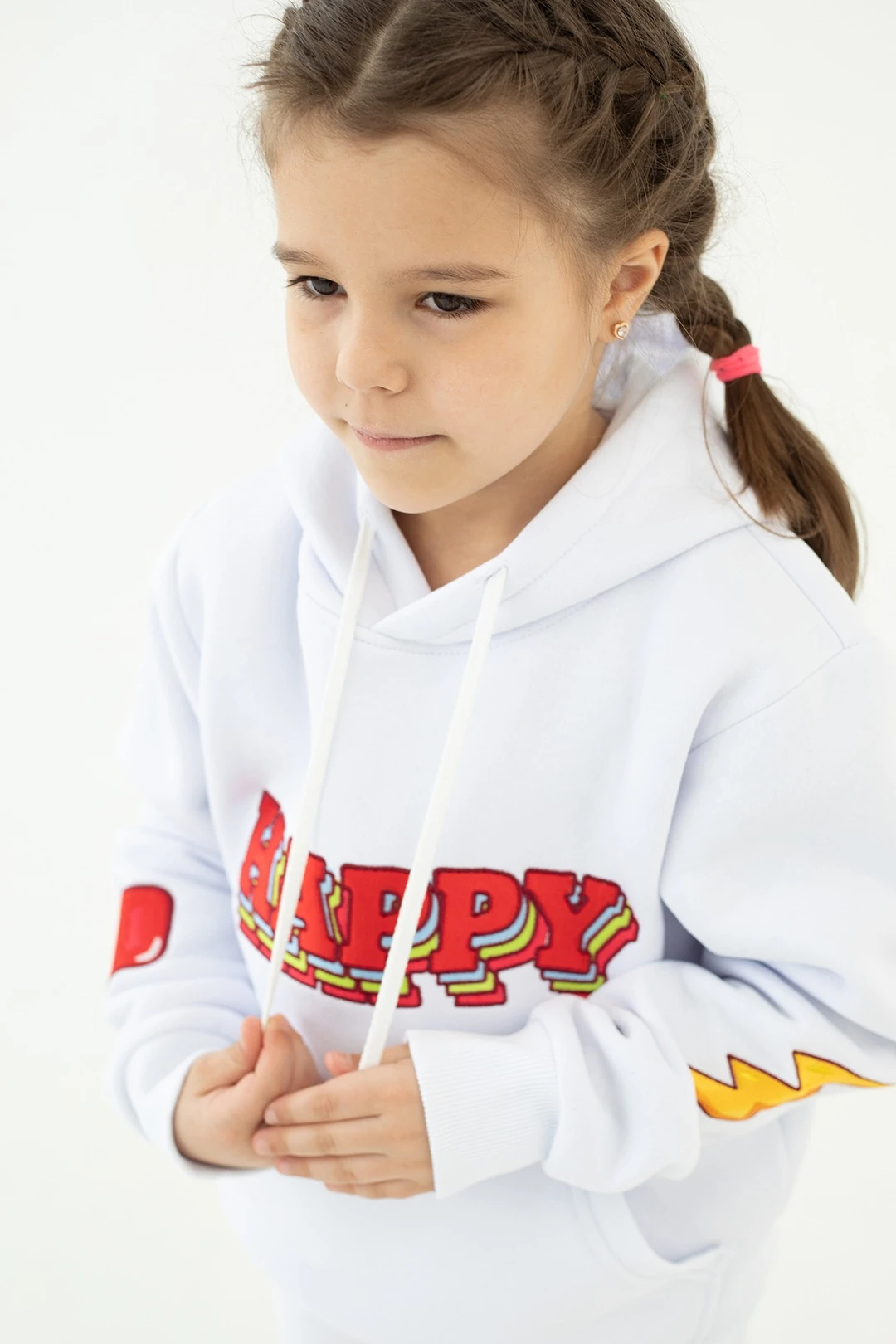 Худи Майк из футера детская, однотонная "Happy"#1