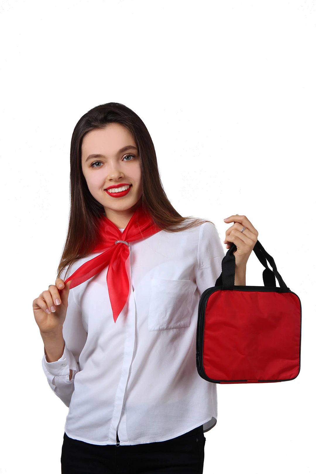 Косынка Лолла из шелка расцвечивания 65х65х95 см, однотонная красная#1