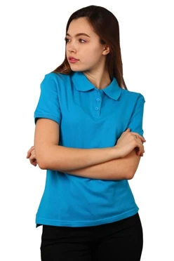 Купить футболку поло Престиж женскую голубую