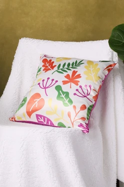 Купить наволочку из сатена 40x40 см, с полной запечаткой "Листочки"