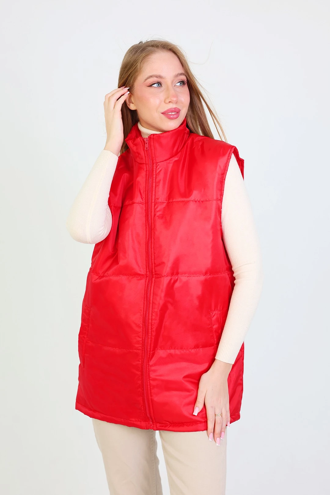 Жилет Оливер унисекс, однотонный красный#1