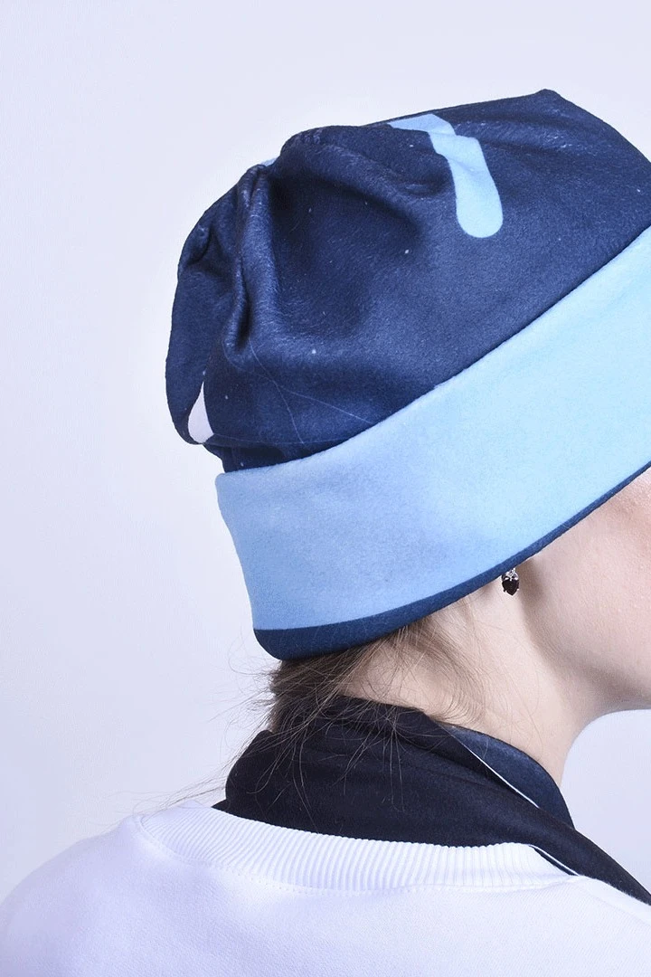 Шапка Лофт флисовая двухслойная взрослая, с полной запечаткой "Space"#1