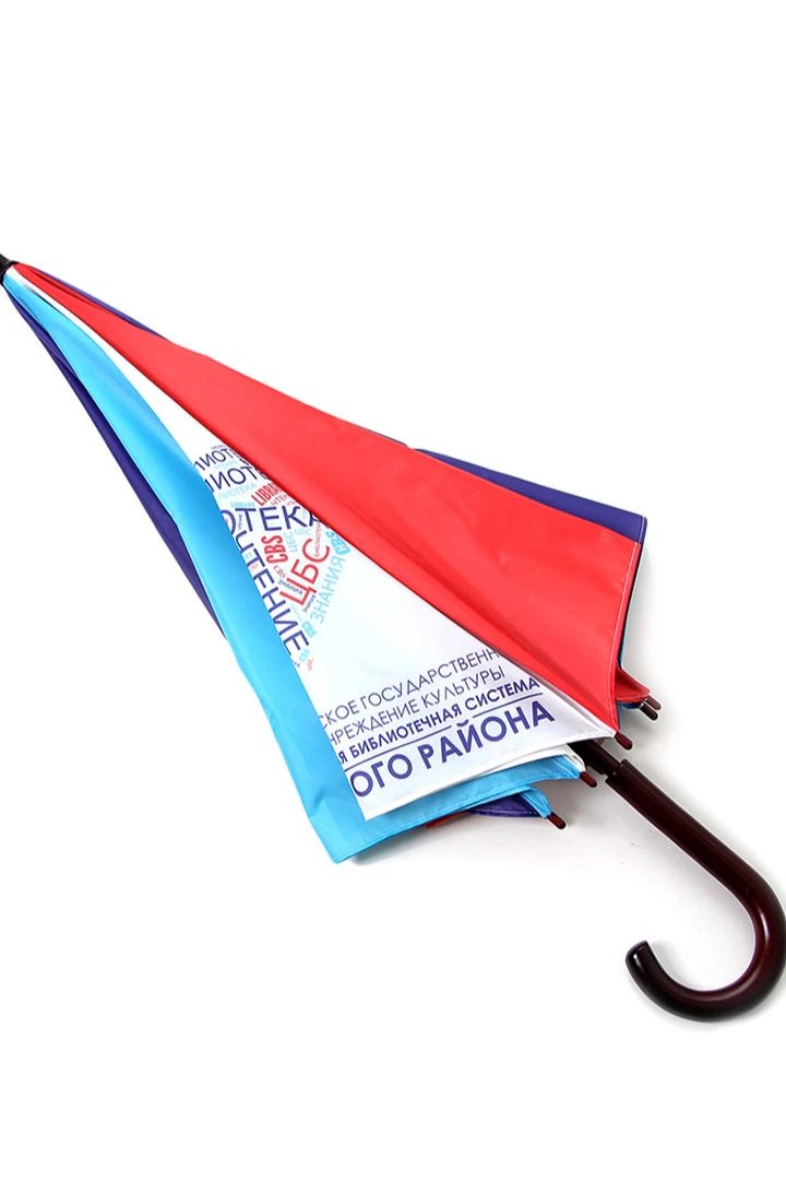 Зонт-трость с деревянной ручкой однослойный, с полной запечаткой (без совмещения) "Central Library System"#7