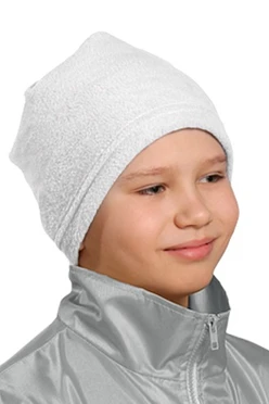 Купить шапку флисовую детскую белую (однослойную)