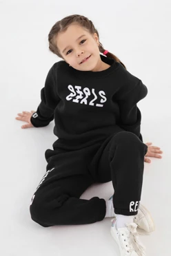 Купить свитшот Тревис из футера детский, однотонный черный