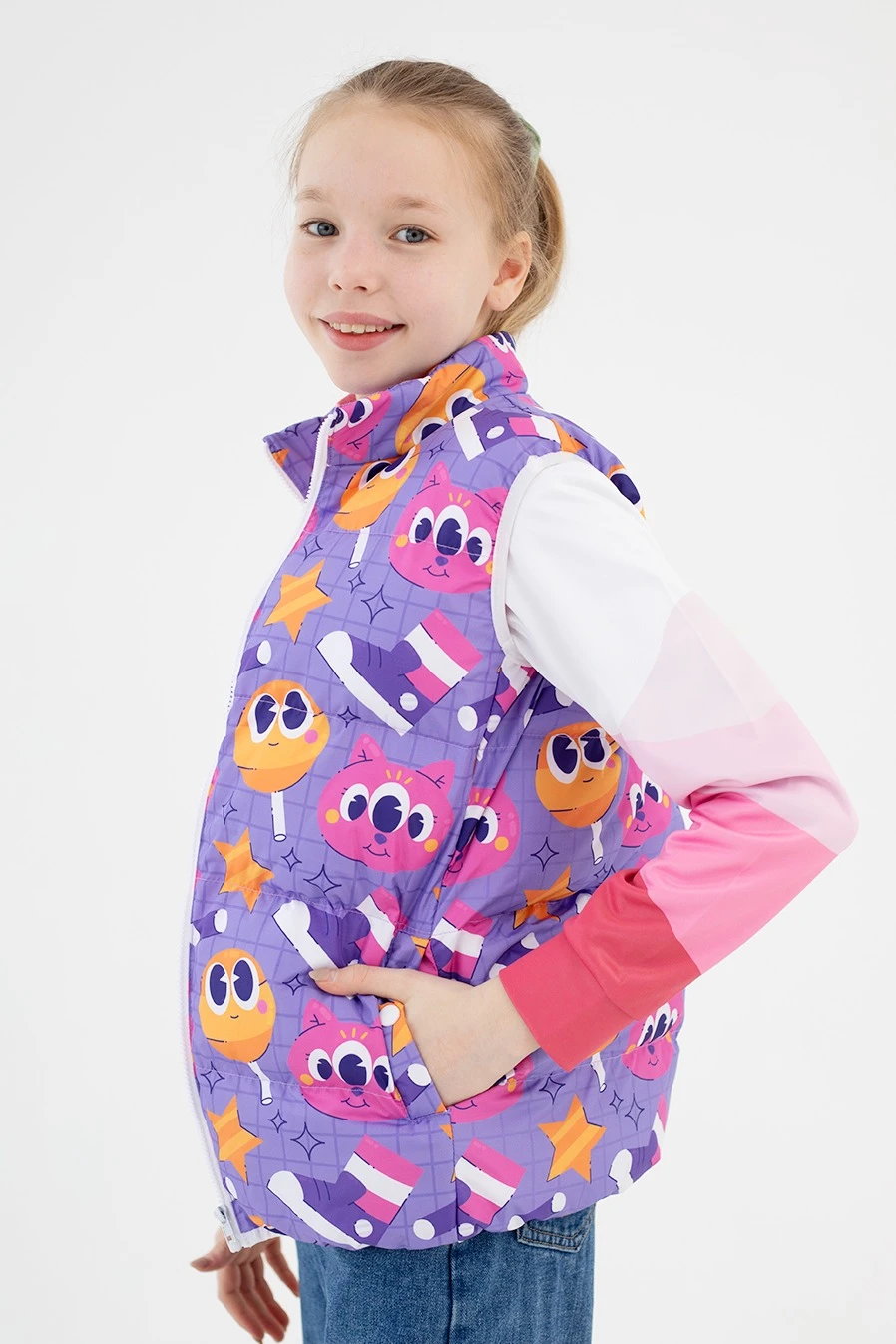 Купить жилет Морган Лайт с подкладом из лебяжьего пуха детский "Funs"