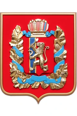 Купить Герб Красноярского края 42х50 см барельеф металлонапыление рамка под золото