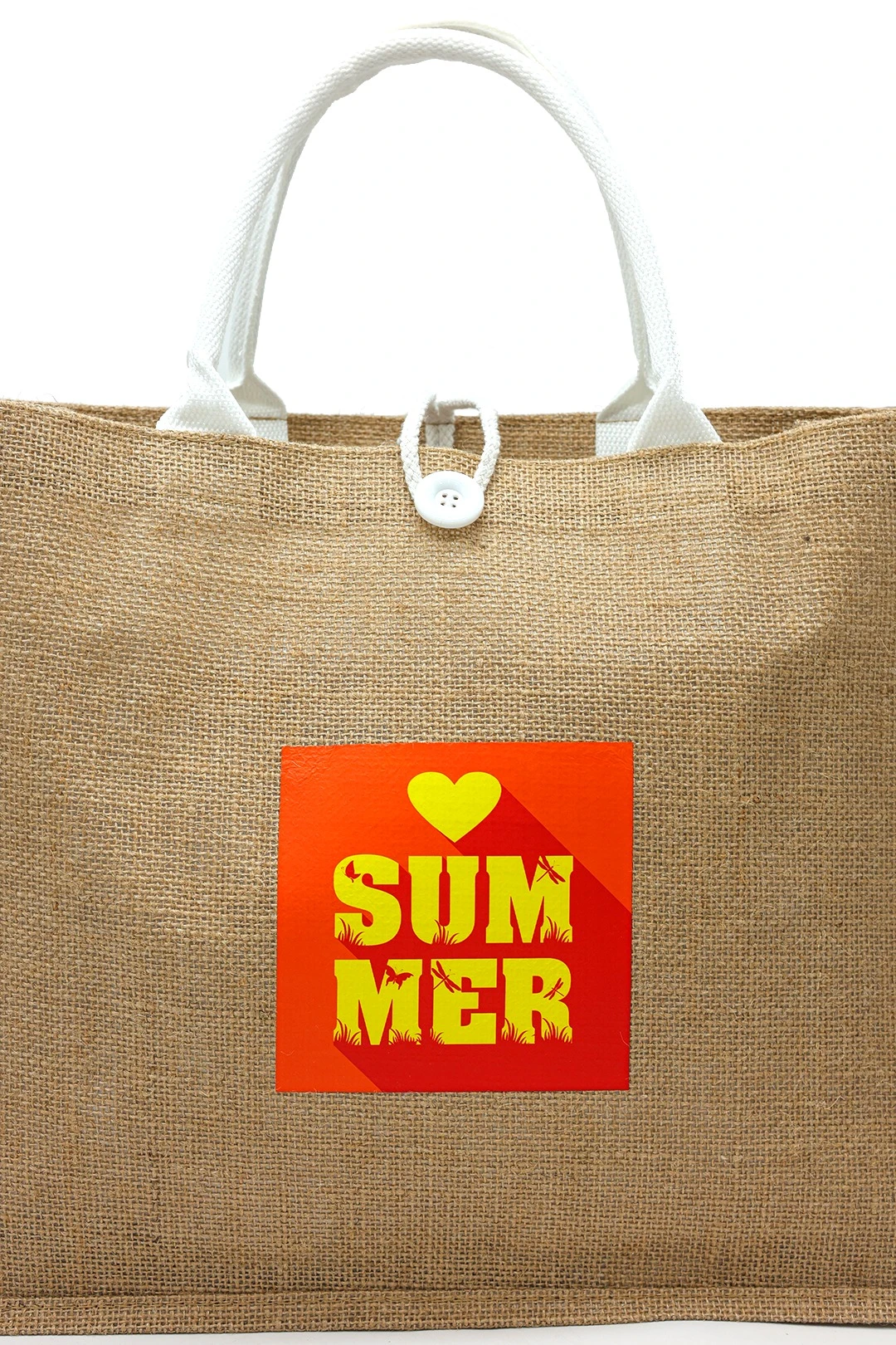 Сумка Таити из джута 39х33х12 см, с печатью#1