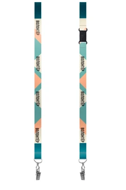 Купить ленту для бейджа блекаут ширина 2 см, с клипсой и замком безопасного разрыва, с печатью "Волонтер"