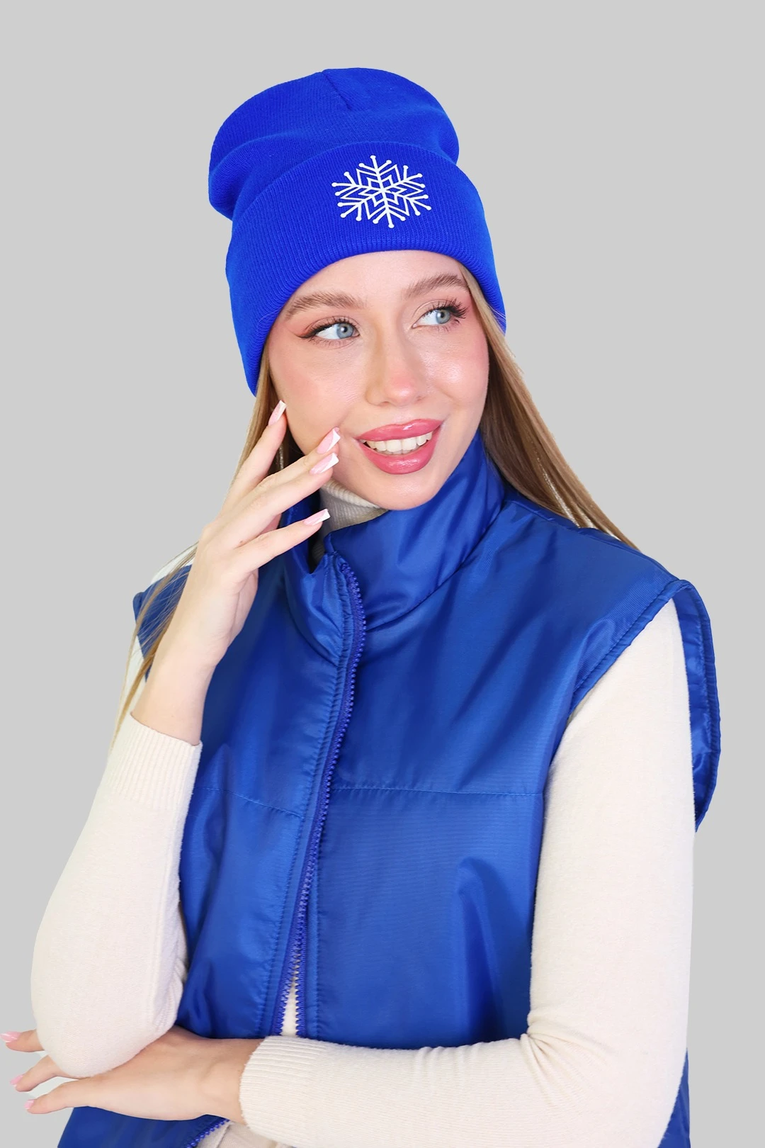 Купить шапку Филл двухслойная взрослая, однотонная "Cold snowflakes"