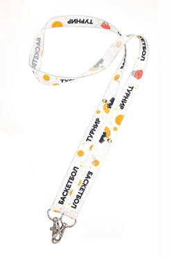 Лента для бейджа репс ширина 1,5 см, с двумя карабинами-люкс, с печатью#1 Лента для бейджа репс ширина 1,5 см, с двумя карабинами-люкс, с печатью#1