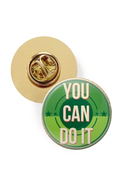 Значок заливной Круг диаметр 17 мм, с принтом "You can do it"#1