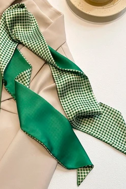 Купить шарф-платок Твилли двухслойный 7х90 см, с полной запечаткой "Green peas"