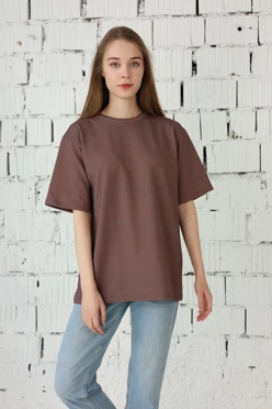 Купить футболку Мерфи оверсайз унисекс однотонную капучино (хлопок)