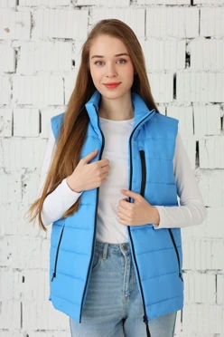Купить жилет Эмбер на синтепоне со стежкой унисекс, однотонный небесный