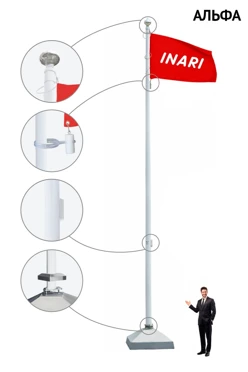 Купить флагшток из стекловолокна с закрытым механизмом 12 м