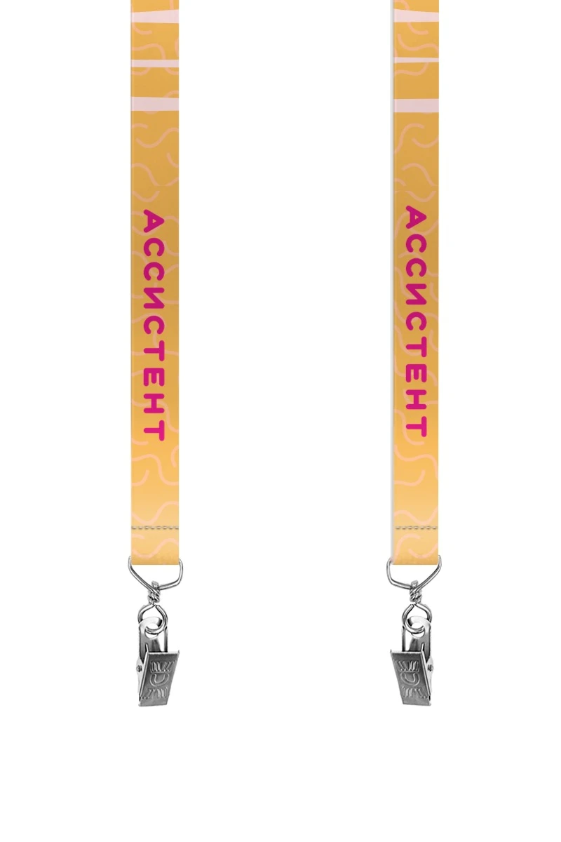 Купить ленту для бейджа атлас ширина 2,5 см, с клипсой, с печатью "Ассистент"