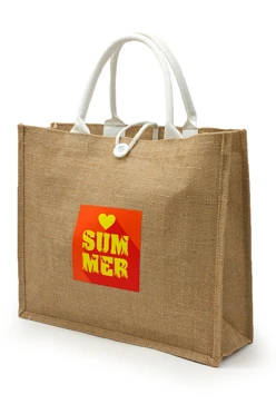 Сумка Таити из джута 39х33х12 см, с печатью#1