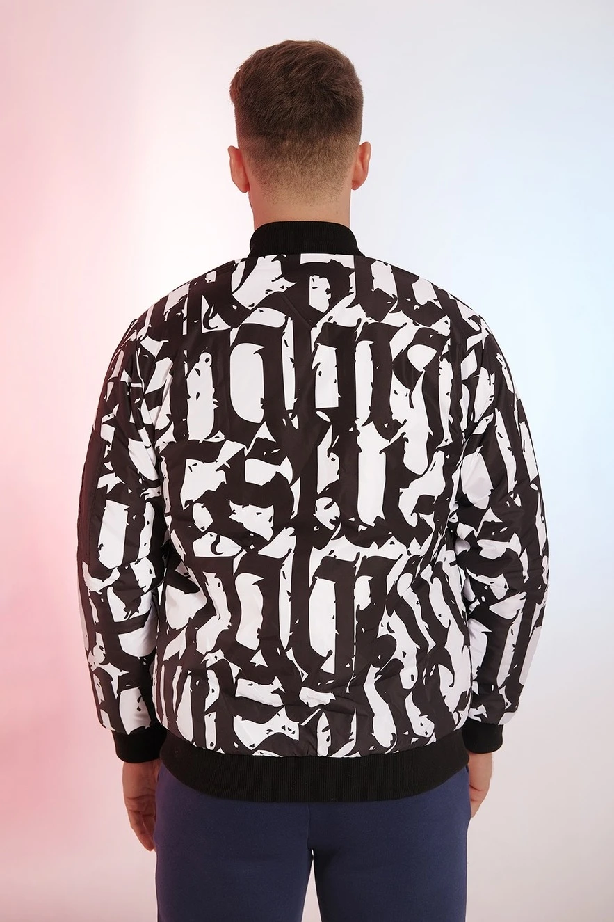 Куртка-бомбер Форд без капюшона на синтепоне унисекс, с полной запечаткой#1