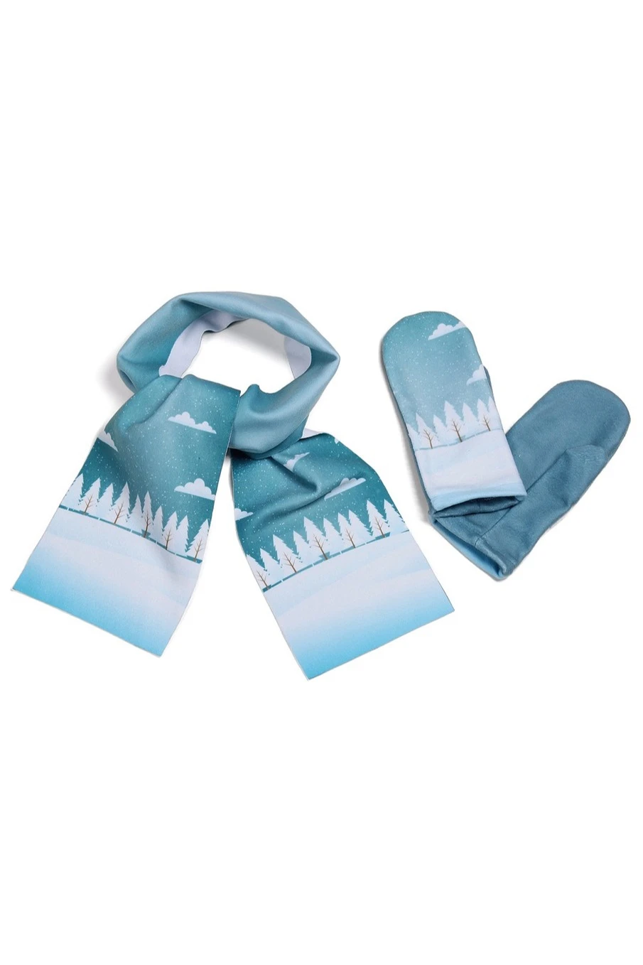 Шарф однослойный утепленный 15х100 см, с полной запечаткой "Winter wood"#2