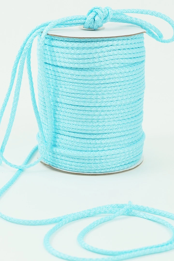 Купить шнур круглый с сердечником 6 мм пэ, голубой
