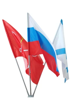 Купить кронштейн козырьковый на 3 штока с алюминиевыми древками 2 м