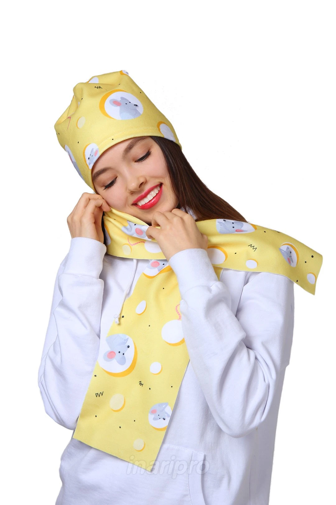 Шарф однослойный утепленный 15х120 см, с полной запечаткой "Mouse"#2