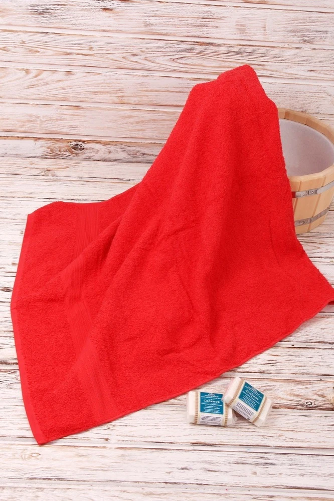 Полотенце махровое 70х140 см (Ituma), однотонное красное#4