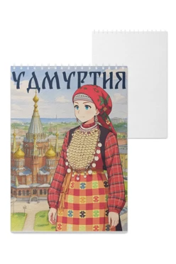 Купить блокнот фирменный А5 на пружине (40 листов) с принтом "Udmurtia" Купить блокнот фирменный А5 на пружине (40 листов) с принтом "Udmurtia"
