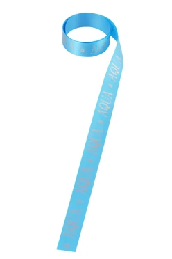 Купить ленту сатин ширина 1,5 см голубую, печать золотом с одной стороны