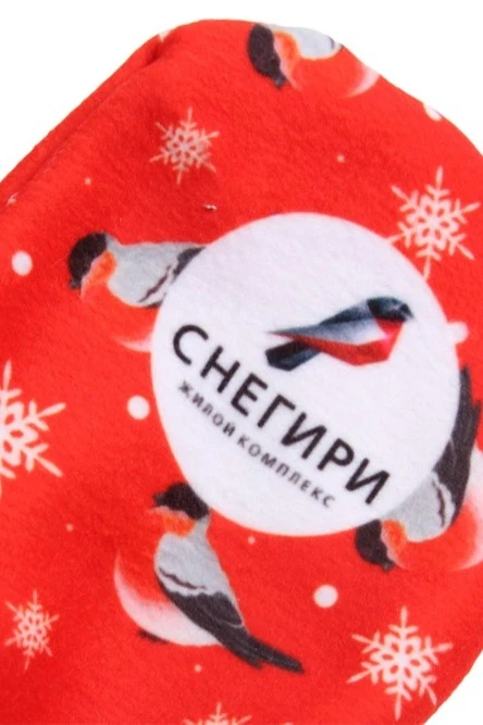 Варежки флисовые однослойные взрослые, с полной запечаткой "Bullfinches"#1 Варежки флисовые однослойные взрослые, с полной запечаткой "Bullfinches"#1