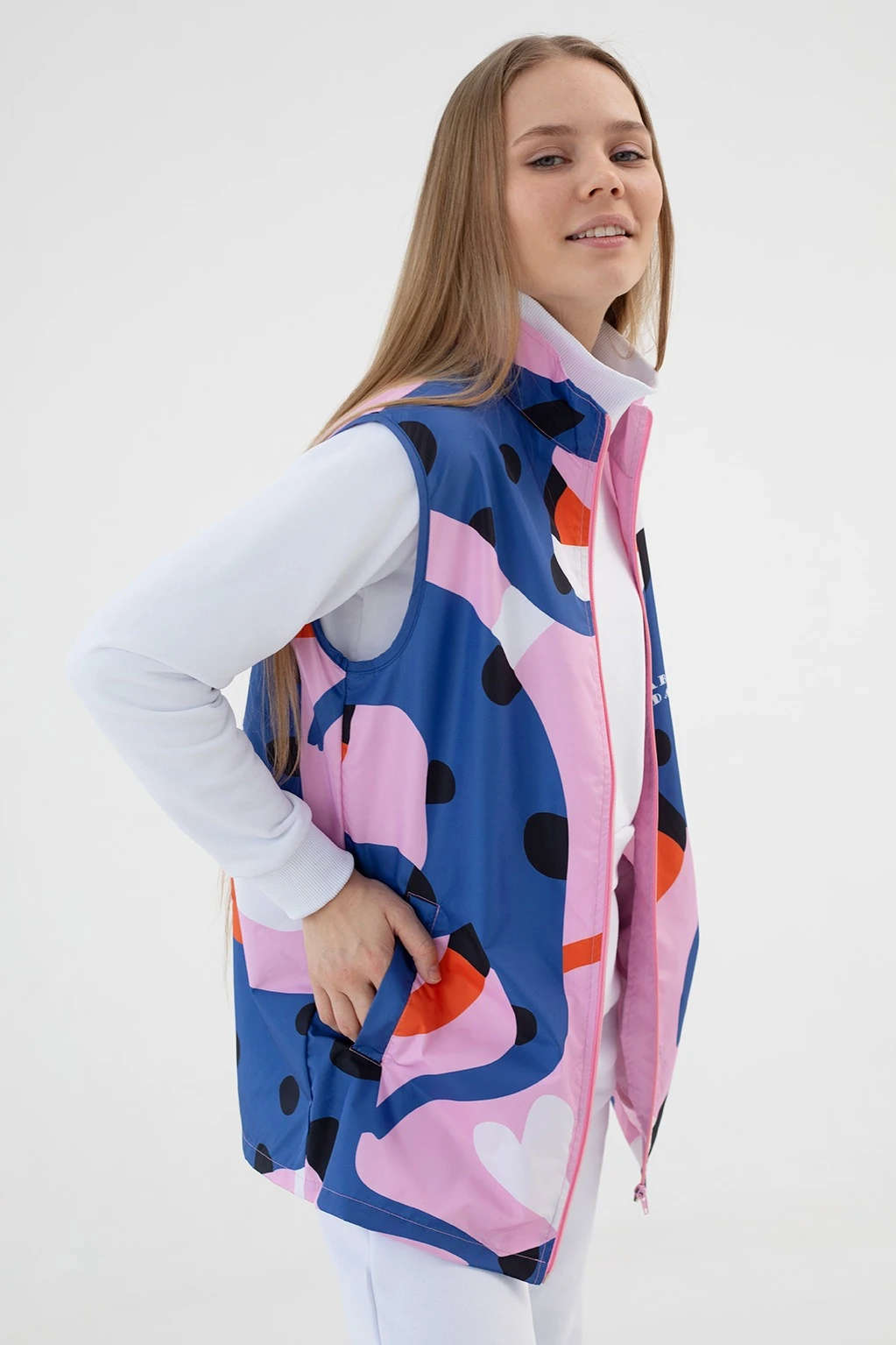 Жилет Брендон без капюшона унисекс, с полной запечаткой "Papaya"#2