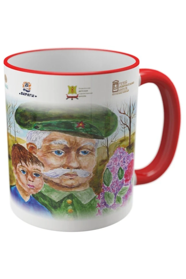 Кружка с цветной каймой и ручкой, с печатью#4