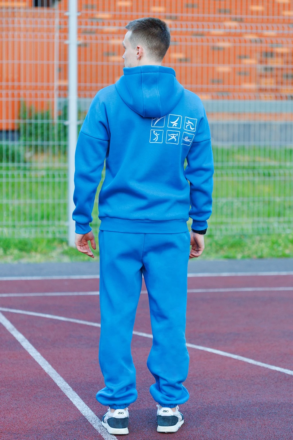 Худи Кинг из футера унисекс, однотонная голубая "Sport Japan"#3