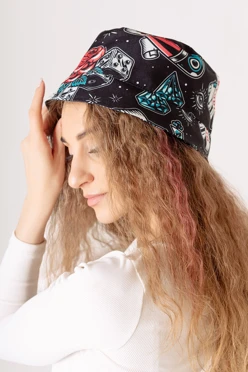 Купить панаму Сахара с узкими полями, с полной запечаткой "Tatto"