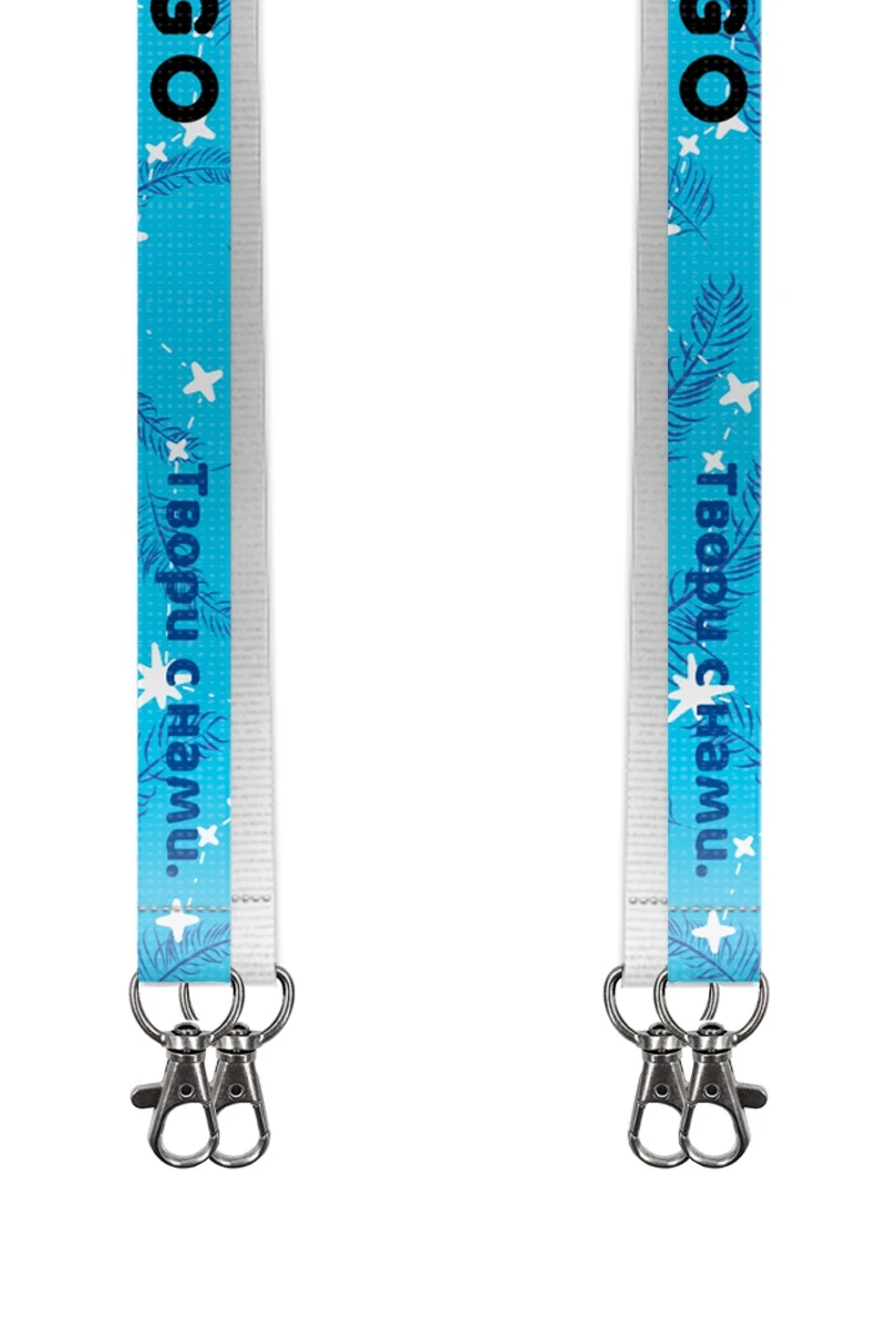 Купить ленту для бейджа блекаут ширина 2 см, с двумя карабинами-люкс, с печатью "Logo 2"