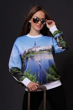 Купить свитшот унисекс "Достопримечательности" с полной запечаткой