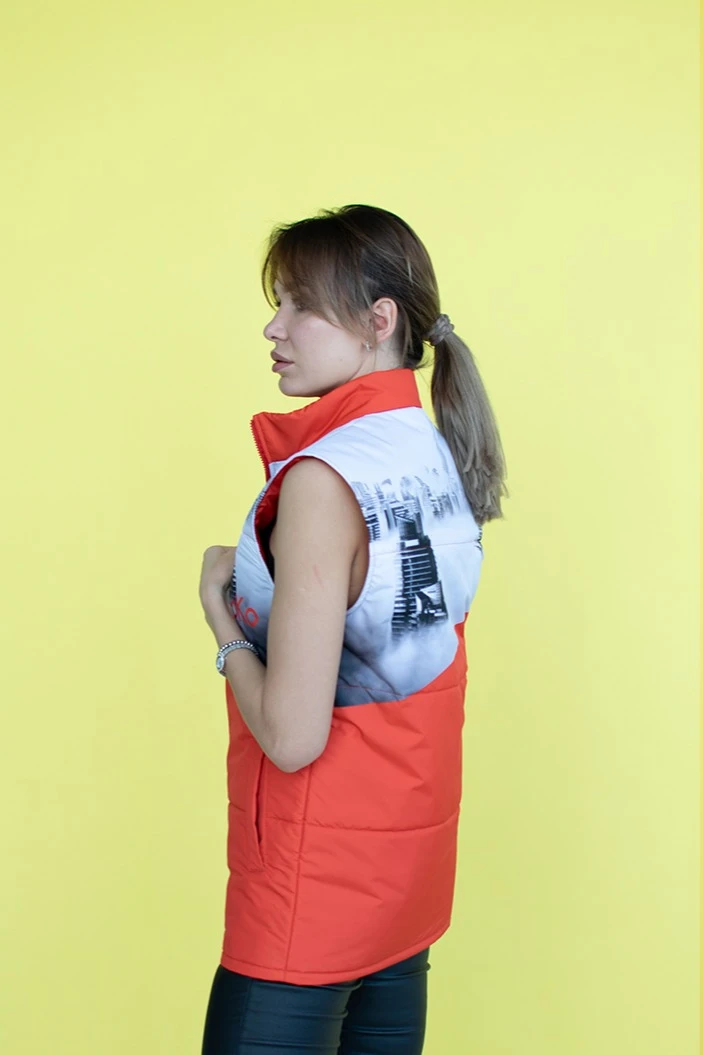 Жилет Портер на синтепоне со стежкой унисекс, с полной запечаткой "City"#3