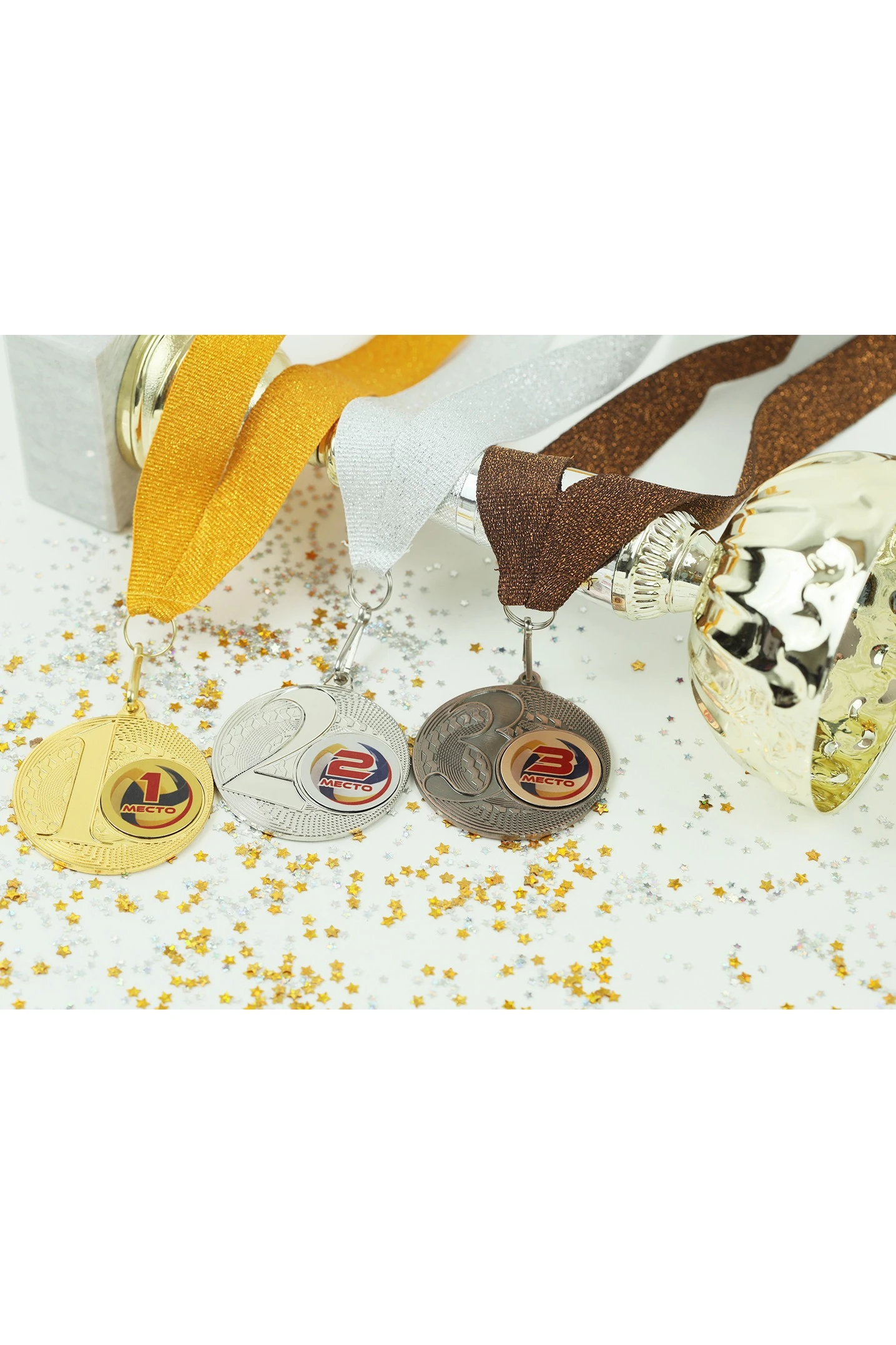 Лента для медали репс металлик ширина 2,2 см, с карабином, бронза#4