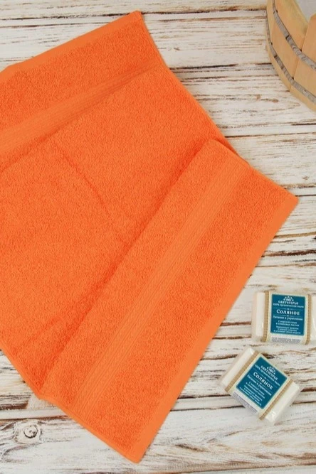 Полотенце махровое 40х70 см (Ituma), однотонное оранжевое#2